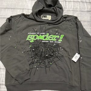 Sp5der Hoodie slate grey brand new